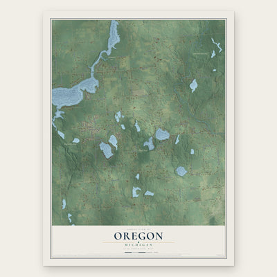 Oregon, Michigan map print, the full design