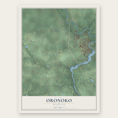 Oronoko, Michigan map print, the full design