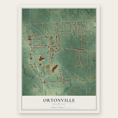 Ortonville, Michigan map print, the full design