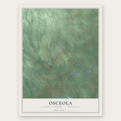 Osceola, Osceola County, Michigan map print, the full design