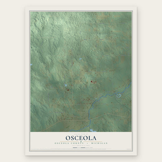 Osceola, Osceola County, Michigan map print, the full design