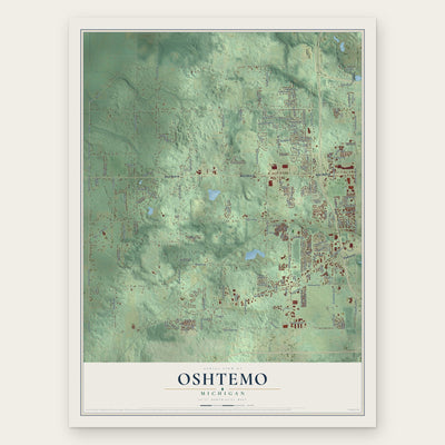 Oshtemo, Michigan map print, the full design