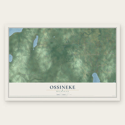 Ossineke, Michigan map print, the full design