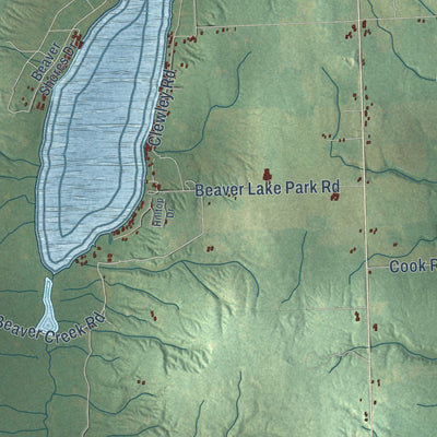 Close-up of the map of Ossineke, Michigan print showing street and building detail