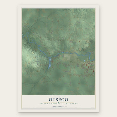 Otsego, Allegan County, Michigan map print, the full design