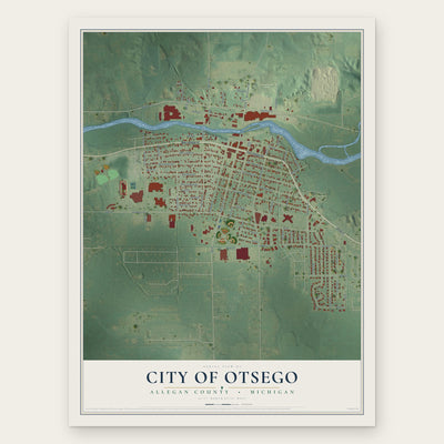 Otsego, Michigan map print, the full design