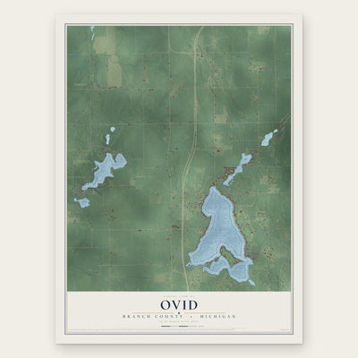 Ovid, Branch County, Michigan map print, the full design