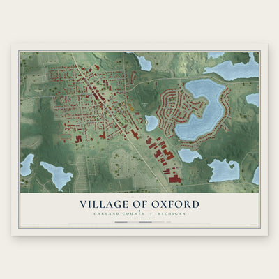 Oxford, Michigan map print, the full design