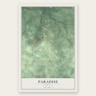 Paradise, Michigan map print, the full design