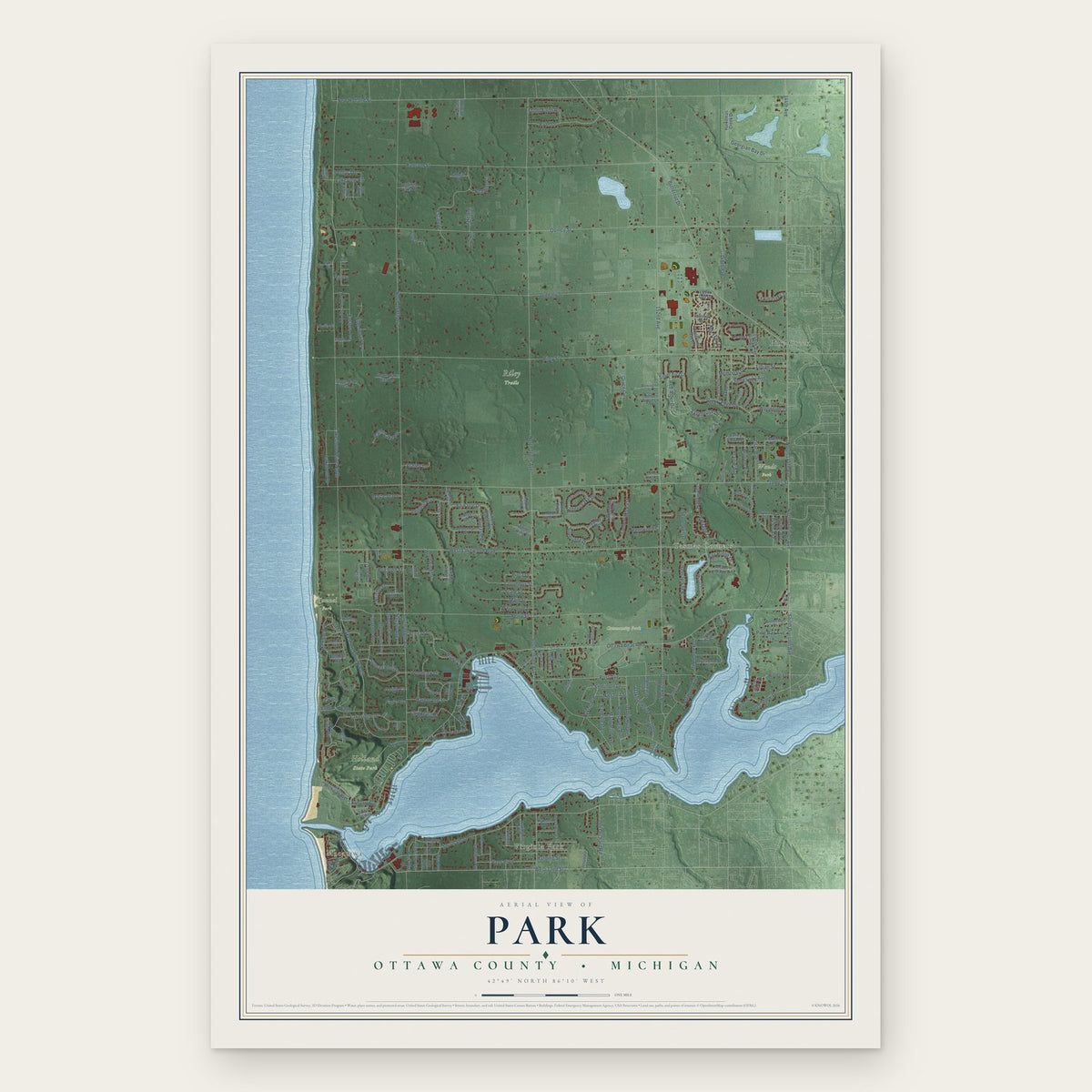 Park, Ottawa County, Michigan map print, the full design