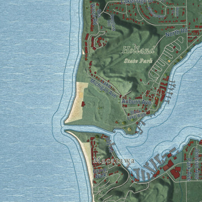 Close-up of the map of Park, Ottawa County, Michigan print showing street and building detail