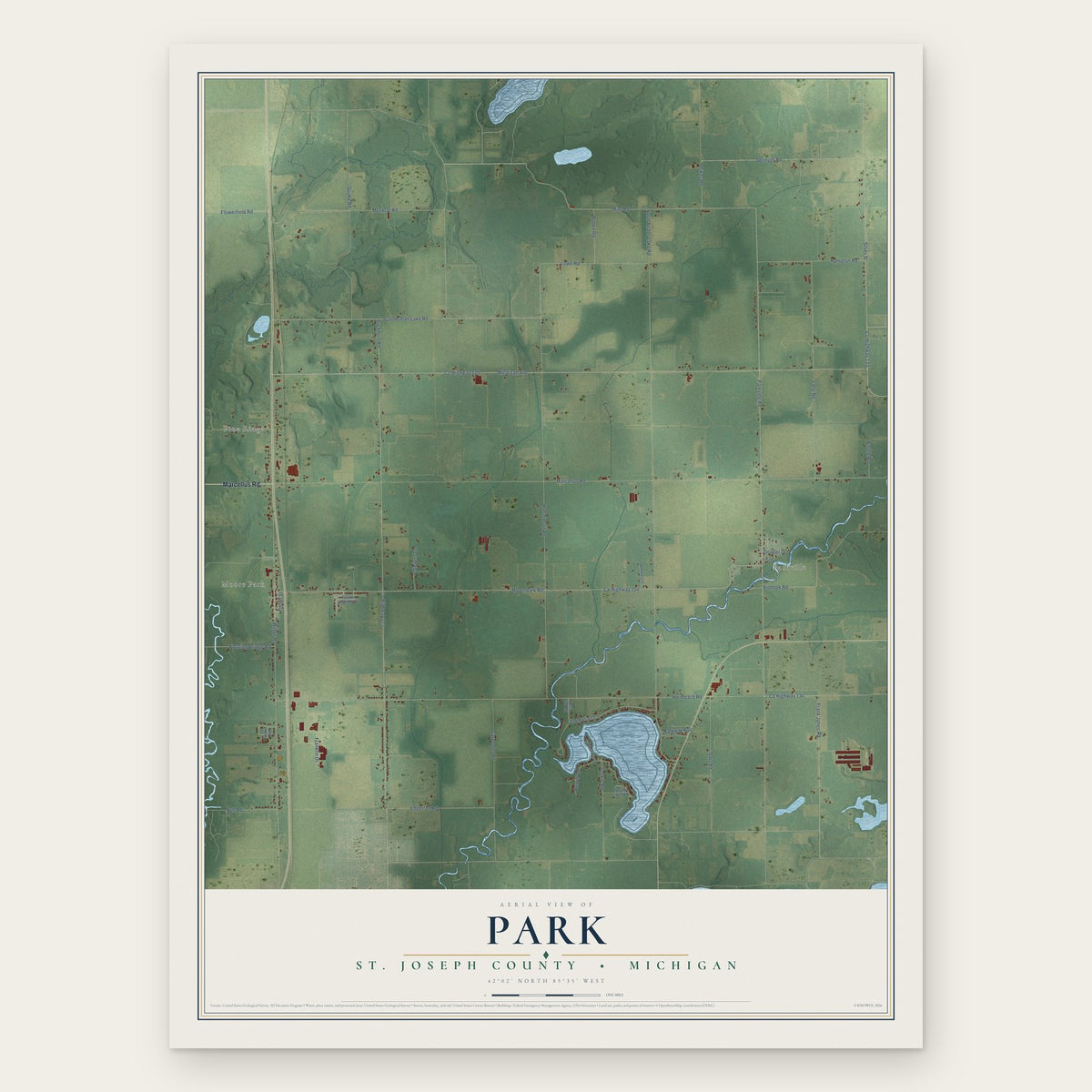 Park, St. Joseph County, Michigan map print, the full design