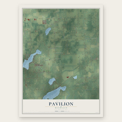 Pavilion, Michigan map print, the full design