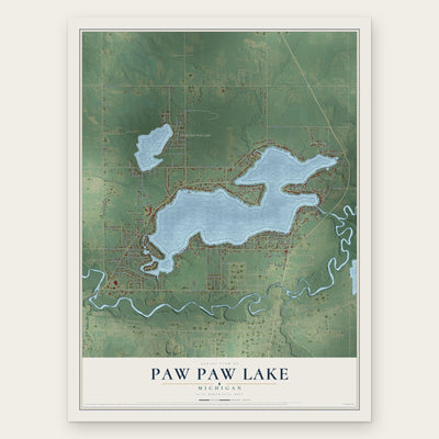 Paw Paw Lake, Michigan map print, the full design