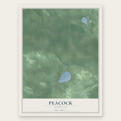 Peacock, Michigan map print, the full design
