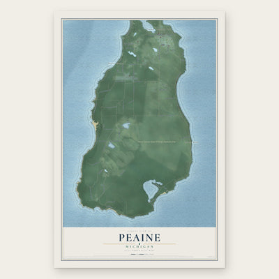 Peaine, Michigan map print, the full design