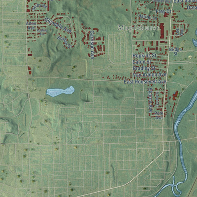 Close-up of the map of Pennfield, Michigan print showing street and building detail