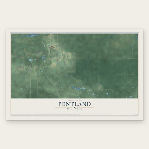 Pentland, Michigan map print, the full design