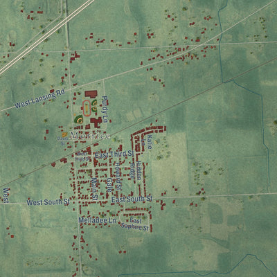Close-up of the map of Perry, Shiawassee County, Michigan print showing street and building detail