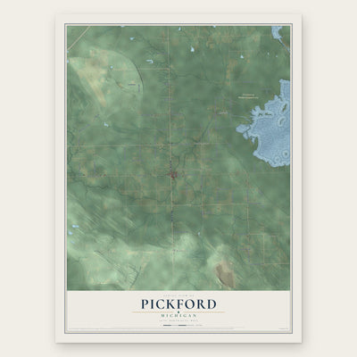 Pickford, Michigan map print, the full design