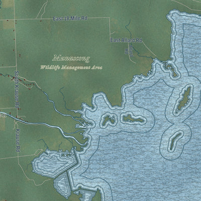 Close-up of the map of Pickford, Michigan print showing street and building detail