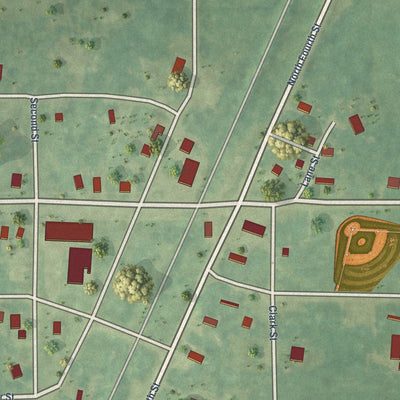 Close-up of the map of Pierson, Michigan print showing street and building detail