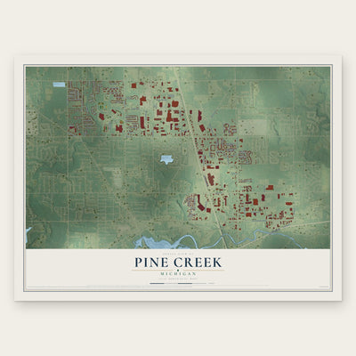 Pine Creek, Michigan map print, the full design
