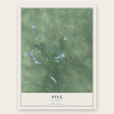 Pine, Michigan map print, the full design