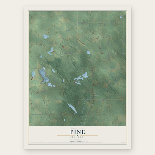 Pine, Michigan map print, the full design