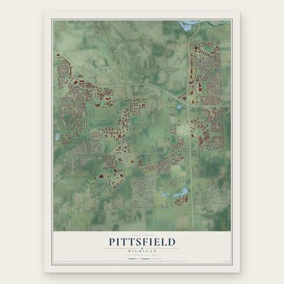 Pittsfield, Michigan map print, the full design