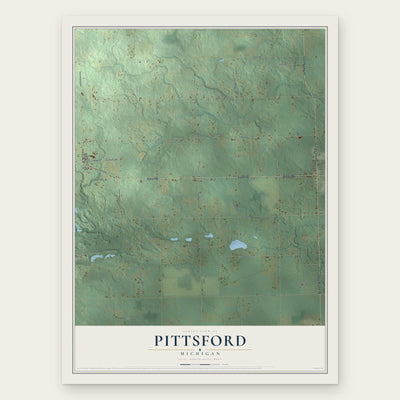 Pittsford, Michigan map print, the full design