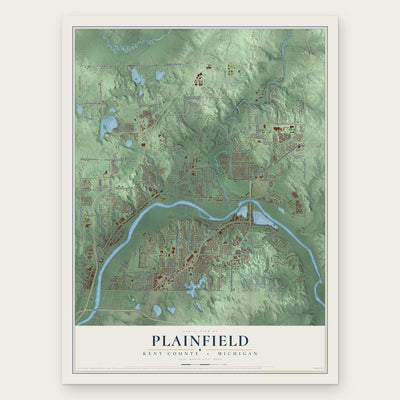 Plainfield, Kent County, Michigan map print, the full design