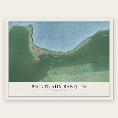 Pointe Aux Barques, Michigan map print, the full design