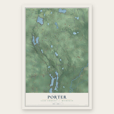 Porter, Cass County, Michigan map print, the full design