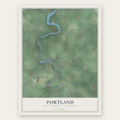 Portland, Ionia County, Michigan map print, the full design