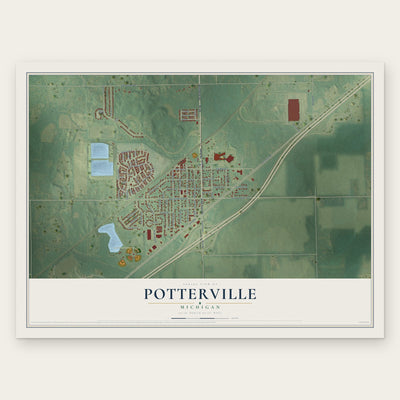 Potterville, Michigan map print, the full design