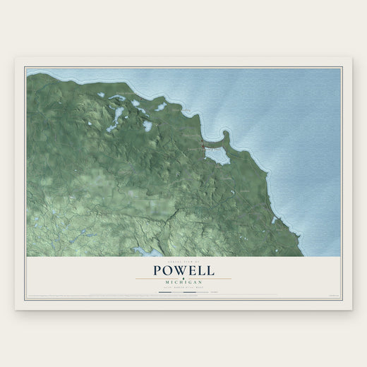 Powell, Michigan map print, the full design