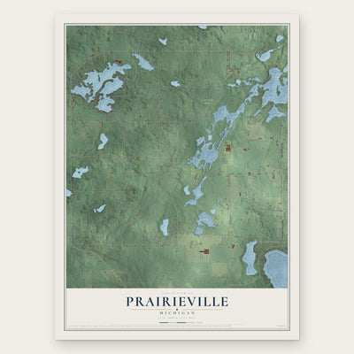 Prairieville, Michigan map print, the full design