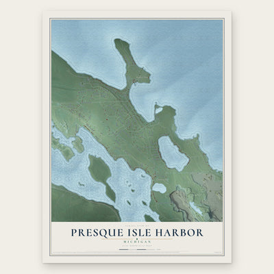 Presque Isle Harbor, Michigan map print, the full design