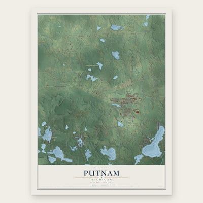 Putnam, Michigan map print, the full design