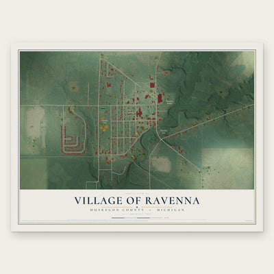 Ravenna, Michigan map print, the full design
