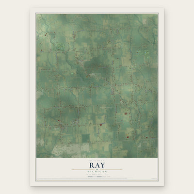 Ray, Michigan map print, the full design