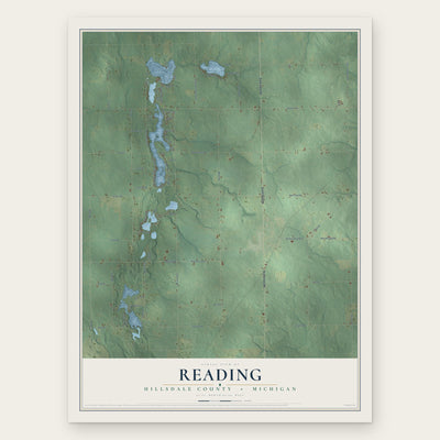 Reading, Hillsdale County, Michigan map print, the full design