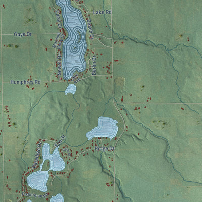 Close-up of the map of Reading, Hillsdale County, Michigan print showing street and building detail