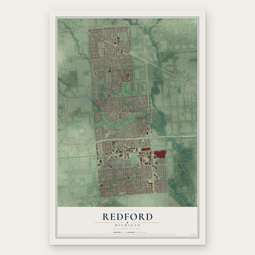 Redford, Michigan map print, the full design