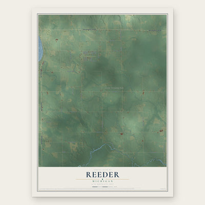 Reeder, Michigan map print, the full design