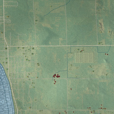 Close-up of the map of Reeder, Michigan print showing street and building detail