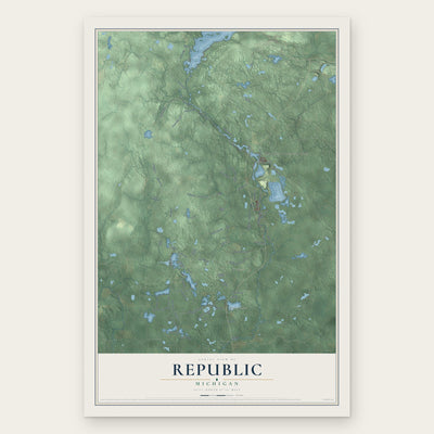 Republic, Michigan map print, the full design