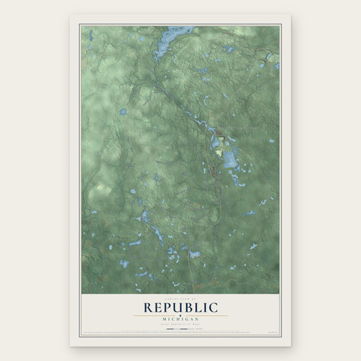 Republic, Michigan map print, the full design