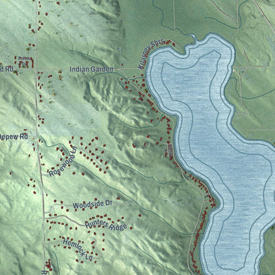 Close-up of the map of Resort, Michigan print showing street and building detail